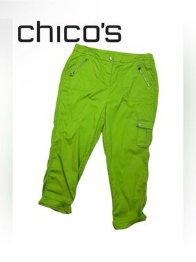 Chico's Bright Green Capri Cargo Pants